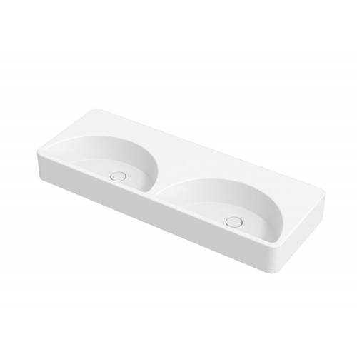 Lavabo d'appoggio doppia vasca Lunaris bianco lucido – Alice Ceramica