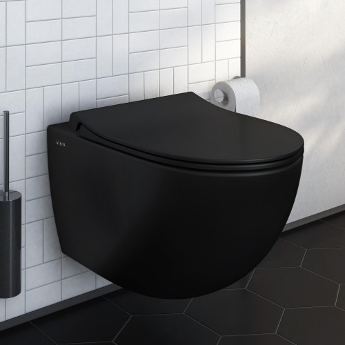 Vaso WC sospeso Sento con bordo rimless nero opaco – Vitra