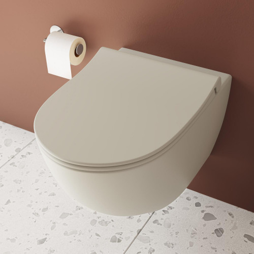 Vaso WC sospeso Sento con bordo rimless beige opaco – Vitra
