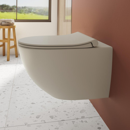 Vaso WC sospeso Sento con bordo rimless beige opaco – Vitra