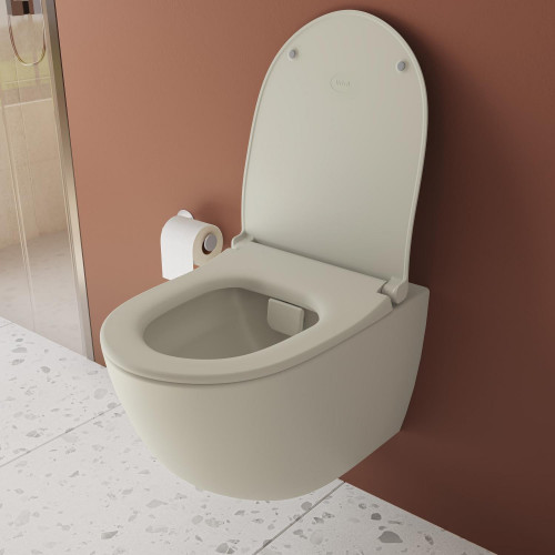 Vaso WC sospeso Sento con bordo rimless beige opaco – Vitra