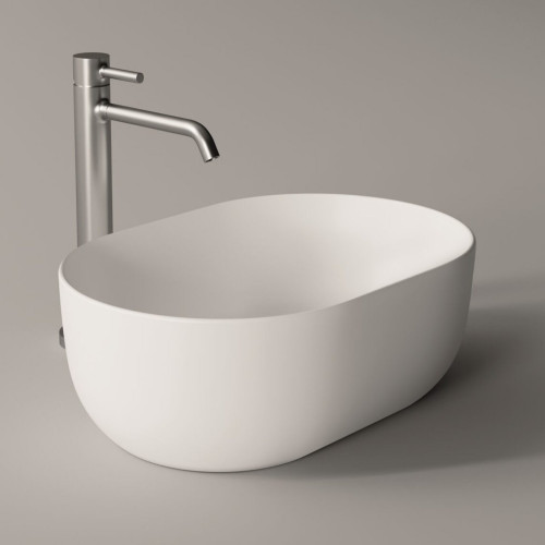 Lavabo da appoggio 45x31 cm ovale Unica in ceramica bianco lucido - Al
