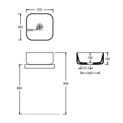 Lavabo da appoggio Unica 37x37 cm in ceramica bianco lucido - Alice Ce