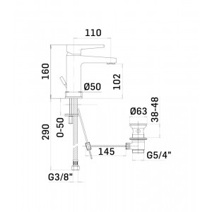 Miscelatore monocomando con scarico per lavabo Logos+ cromo - Mamoli 2
