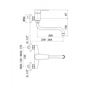 Miscelatore monocomando a parete per lavello Logos cromo - Mamoli 2