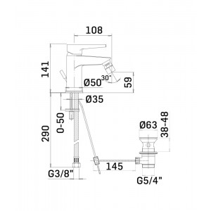 Miscelatore monocomando con scarico per bidet Logos+ cromo - Mamoli 2
