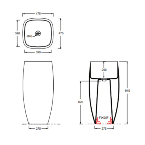 Lavabo freestanding Nur in ceramica bianco lucido - Alice Ceramica
