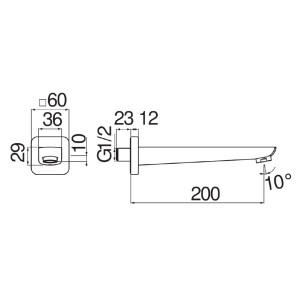 Bocca a parete per vasca p. 20 cm finitura cromo Acquaviva - Nobili 2