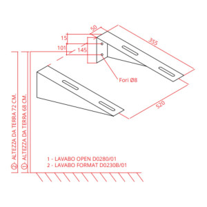 Coppia di staffe portanti per lavabo fisso completo Fischer - Goman 2