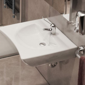 Lavabo sospeso concavo Open con troppo pieno bianco lucido - Goman