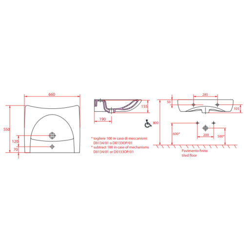 Lavabo sospeso concavo Open con troppo pieno bianco lucido - Goman