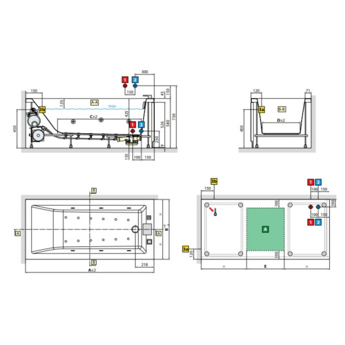 Vasca da incasso 170x70 Calos 2.0 bianco lucido - Novellini