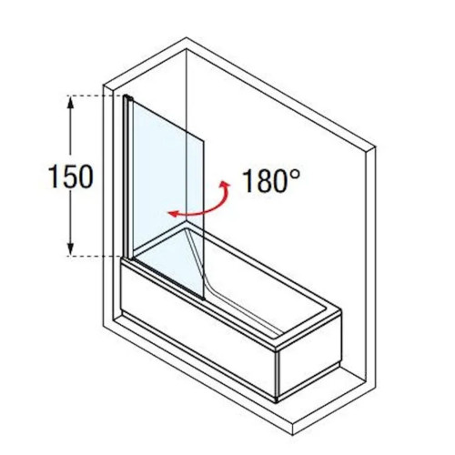 Parete vasca 80x150 cm Aurora1 cromo - Novellini