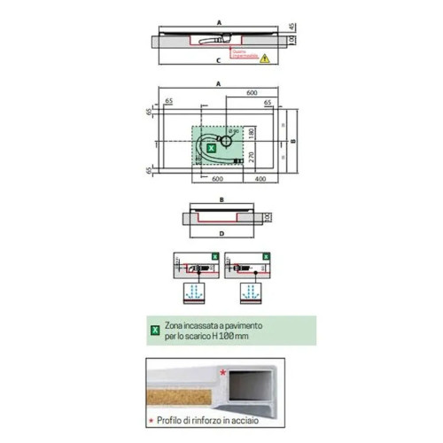 Piatto doccia 120x70 cm Olympic Plus bianco lucido – Novellini