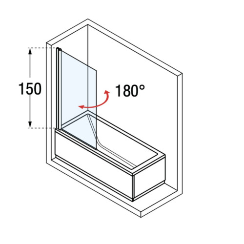 Parete vasca 70 cm Aurora1 cromo – Novellini