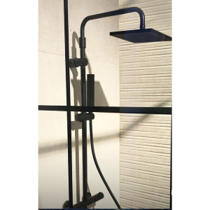 Colonna doccia 29x125h cm Easy2 soffione 20x20 nero opaco – Novellini 2