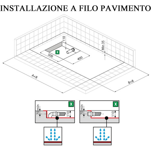 Piatto doccia 140x80 cm Novosolid bianco opaco - Novellini