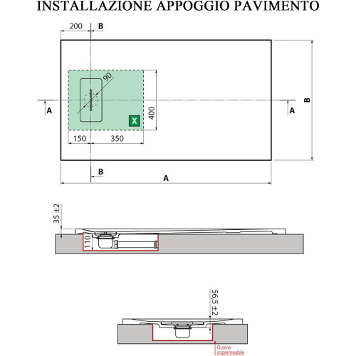 Piatto doccia 140x80 cm Novosolid bianco opaco - Novellini