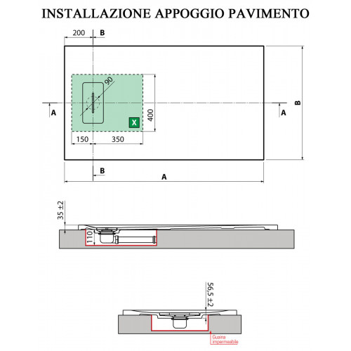 Piatto doccia 120x70 cm Novosolid bianco opaco - Novellini
