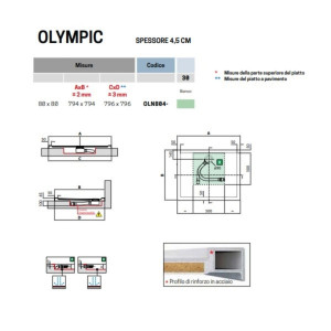 Piatto doccia 80x80x4,5 cm Olympic in acrilico – Novellini 2