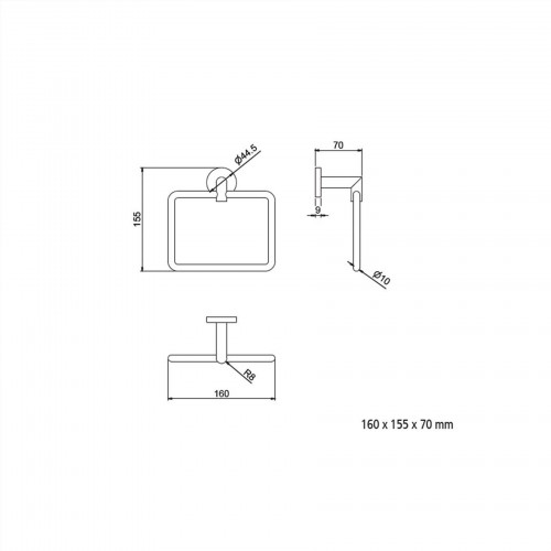 Anello bidet Sil cromo 160x155x70 mm
