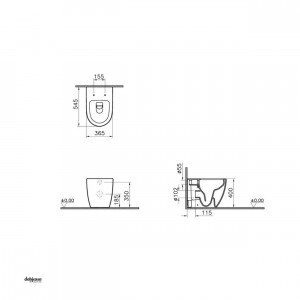 Vaso W a pavimento filo muro Sento con bordo rimless beige opaco – Vit 2