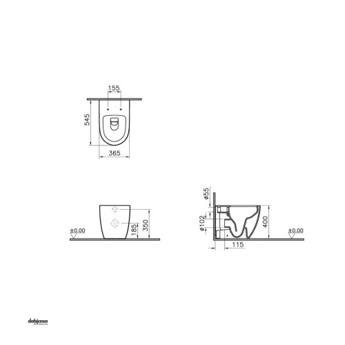 Vaso W a pavimento filo muro Sento con bordo rimless beige opaco – Vit