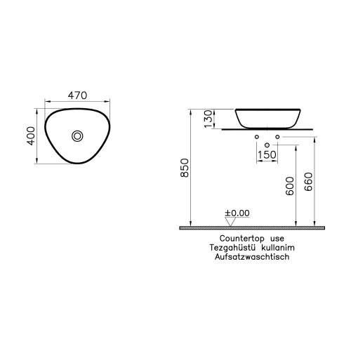 Lavabo da appoggio Plural 47x40x13h cm tortora opaco - Vitra