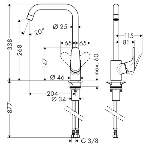 Miscelatore monocomando per lavello Focus M41260 1jet cromo - Hansgroh