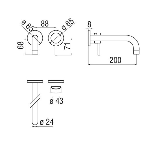 Miscelatore lavabo a parete bocca lunga cromo Nobili | Meglioalge