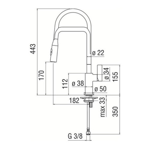 Miscelatore cucina Flag cromo/nero con doccetta - Nobili