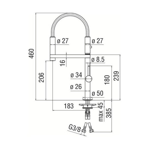 Miscelatore monocomando Move inox spazzolato con doccetta - Nobili