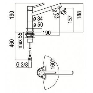 Miscelatore monocomando lavello Acquerelli cromo lucido - Nobili 2