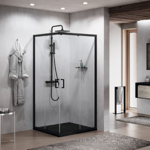 Box doccia angolo 97-100 cm Zephyros 2.0 nero opaco | Novellini
