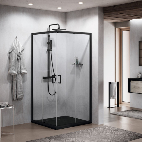 Box doccia angolo 97-100 cm Zephyros 2.0 nero opaco | Novellini