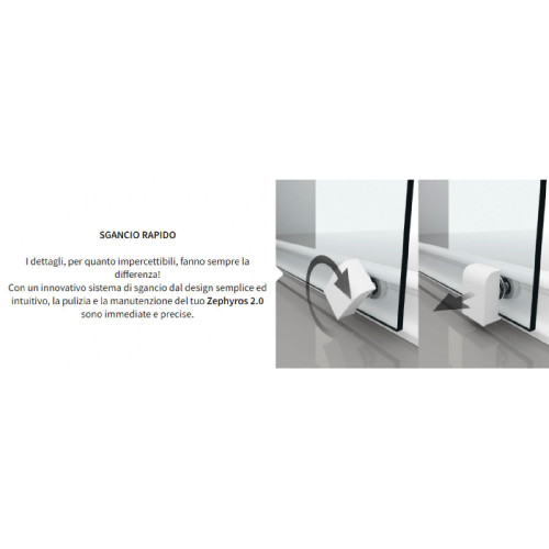 Anta scorrevole per box in nicchia +1 fisso 96-102 cm Zephyros 2.0 - N