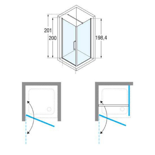 Box doccia a nicchia 1 anta battente Young 1B - Novellini