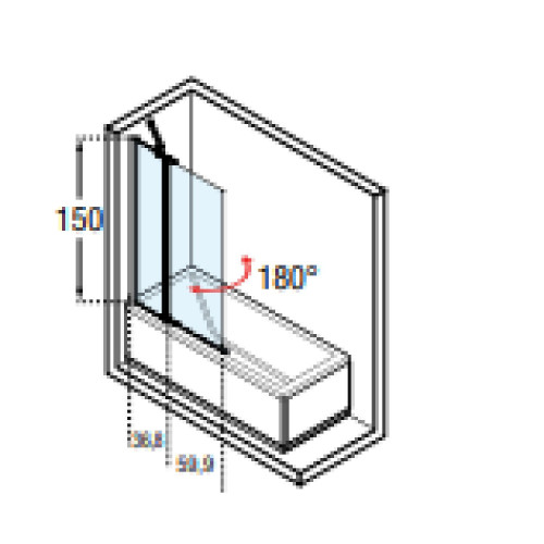 Sopravasca 1 anta girevole a 180° + 1 fisso in linea Kuadra 3V - Novel