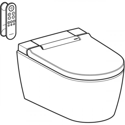 Vaso WC sospeso, senza brida completo di sedile con funzione bidet