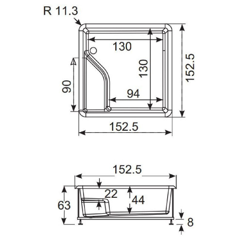 Vasca da bagno 160x160 cm Bolla Q bianco opaco – Hafro Geromin