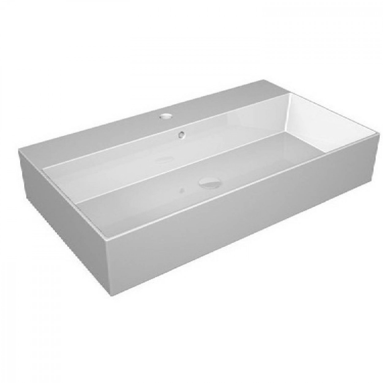 Lavabo d'appoggio monoforo 80 cm Zenith bianco lucido - Gsg Ceramic