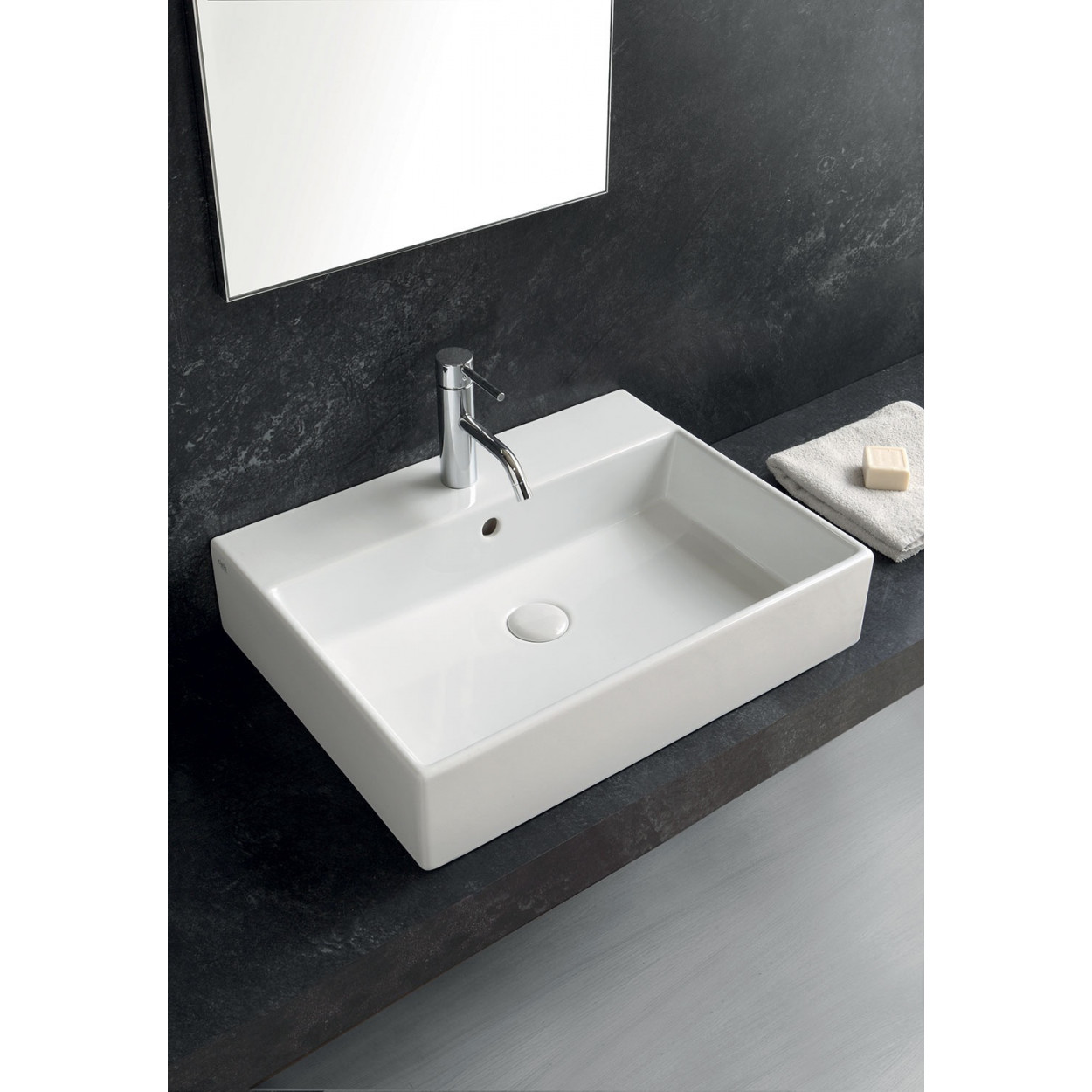 Lavabo rettangolare 50x46 cm Smile bianco lucido - Ceramica Cielo