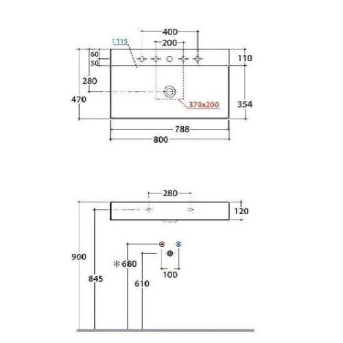 Lavabo sospeso 80x47 cm T-Edge bianco lucido - Globo | Meglioalge.it