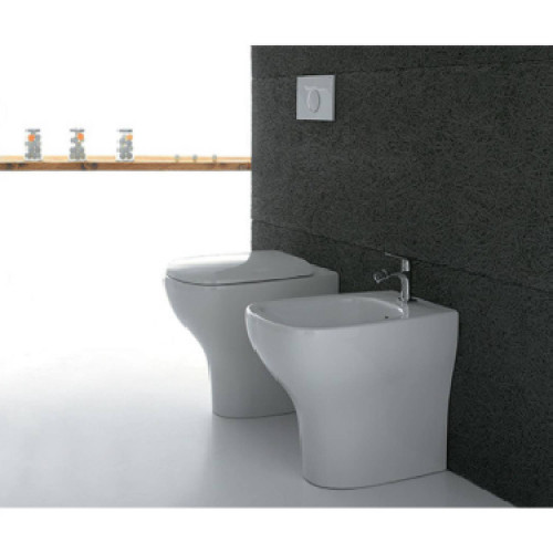 Bidet a Terra Filo Muro Genesis 57x37cm Bianco Lucido - Globo