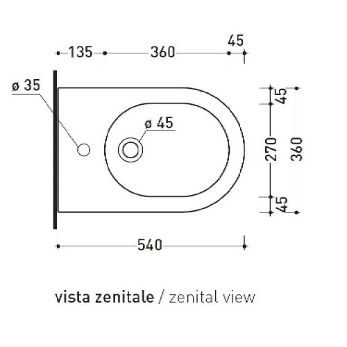Bidet sospeso monoforo App 54x36 cm bianco lucido - Flaminia