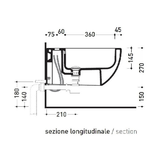 Bidet sospeso monoforo App 54x36 cm bianco lucido - Flaminia