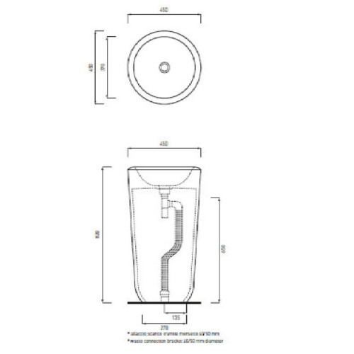 Lavabo freestanding 45x45x82 cm Fluid bianco lucido - Ceramica Cielo