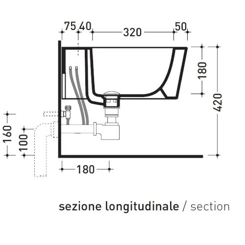 Bidet sospeso Link 48,5x36 cm bianco lucido - Flaminia