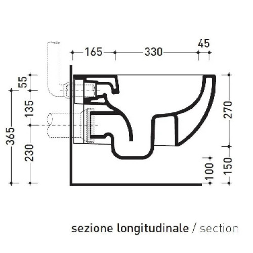 Vaso sospeso con sistema go clean App bianco lucido - Flaminia