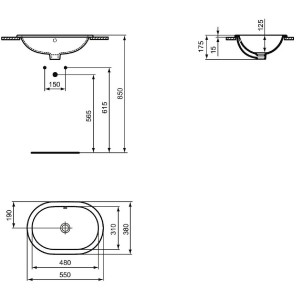 Lavabo da incasso 550 mm Connect bianco lucido - Ideal Standard | Megl 2